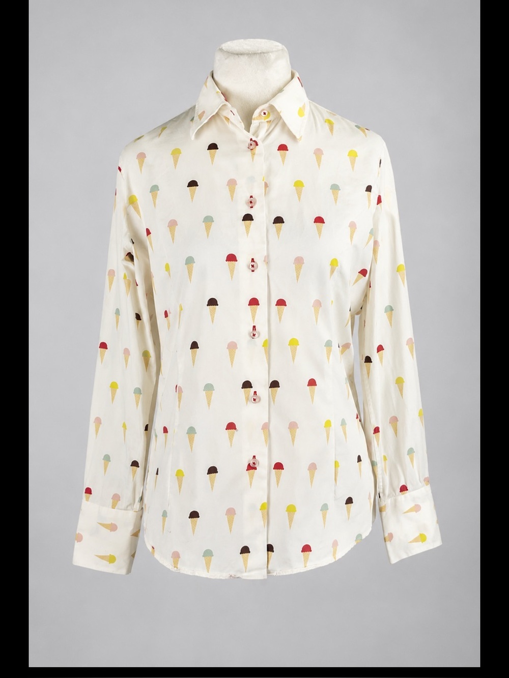 Coton Doux Paris Ice Cream Cone Print Cotton Button Down Shirt Size 2
